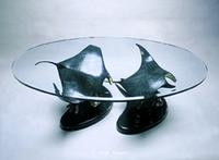 "Manta Ballet" Double Manta Ray Bronze Sculpture Table - Manta Ray Sculpture coffee Table - "Manta Ballet" - Double Manta Ray Bronze Sculpture Table by Scott Hanson - 