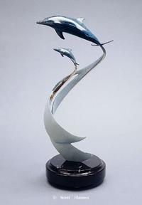 "Sails and Tails"Bronze and Stainless Sculpture by Scott Hanson - Marine Wildlife Sculpture - Bronze and Stainless Ocean themed Sculpture by Scott Hanson - 