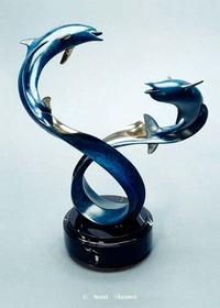 "Chase"Bronze and Stainless Sculpture by Scott Hanson - Marine Wildlife Sculpture - Bronze and Stainless Ocean themed Sculpture by Scott Hanson - 
