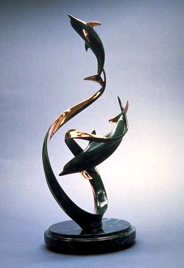 " Up & Away" - Bronze -Marine Wildlife Sculpture Bronze and Stainless Ocean themed Sculpture by Scott Hanson - Bronze and Stainless Sculpture by Scott Hanson 