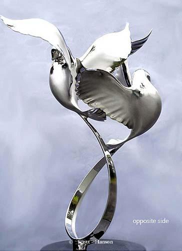 "Rhapsody" - Stainless Steel Sculpture 25.5" x 18" -Rhapsody sculpture "Rhapsody" - Sea Birds Sculpture by Scott Hanson - "Rhapsody" - Sea Birds by Scott Hanson" 